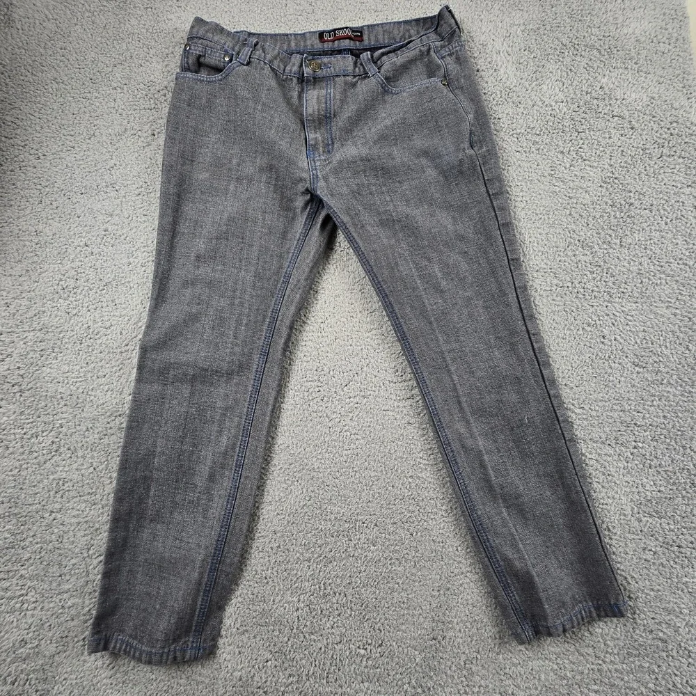Old Skool‎ Denim Jeans Black Medium Wash Mens 36X30 Hip Hop Baggy